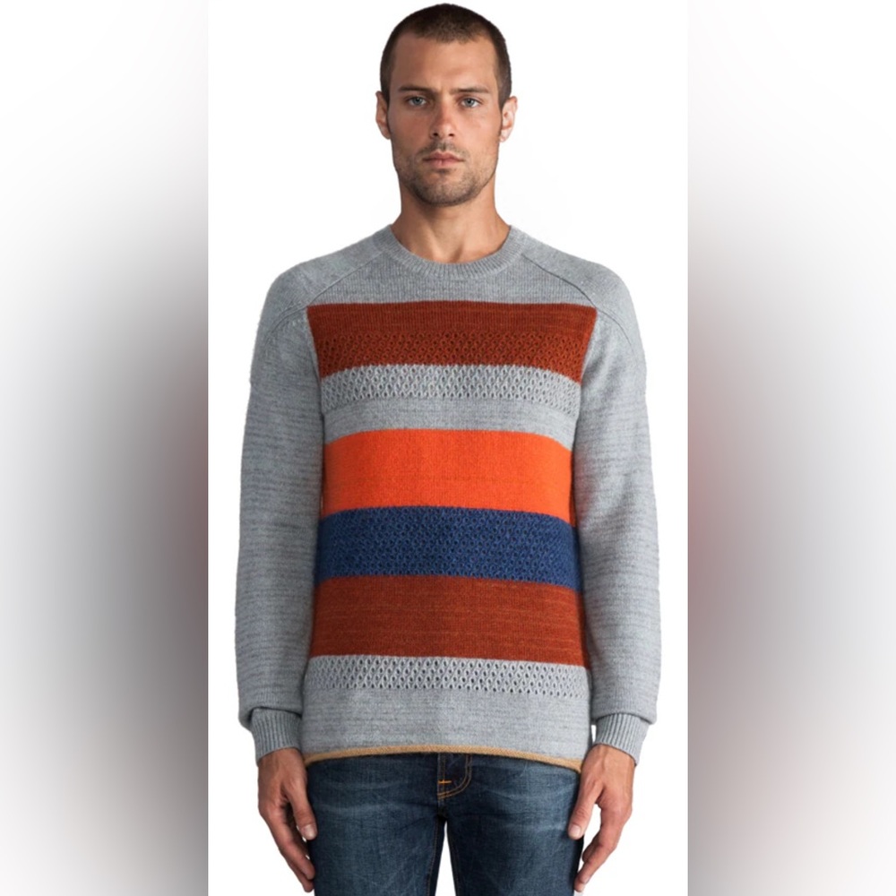 Folk | Honeycomb‎ Stripe Jummy in Moody Blue Stripe Men’s Sz 3/M